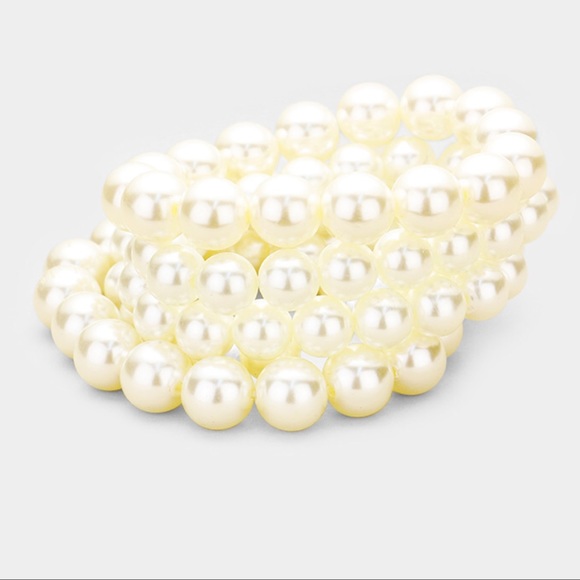 Multi Strand Pearl Collar Choker Necklace - Picture 3 of 4